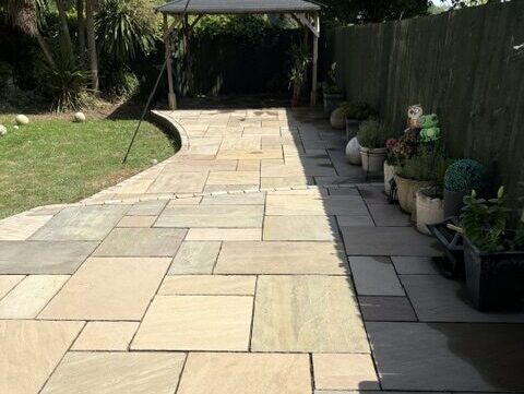 Indian snadstone patio, tutshill after cleaning